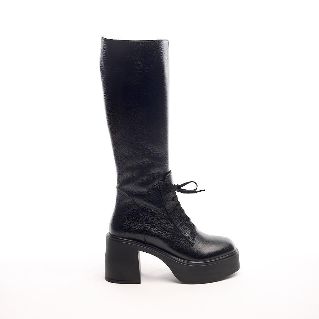 Genuine Leather Thick Heel Women's Boots