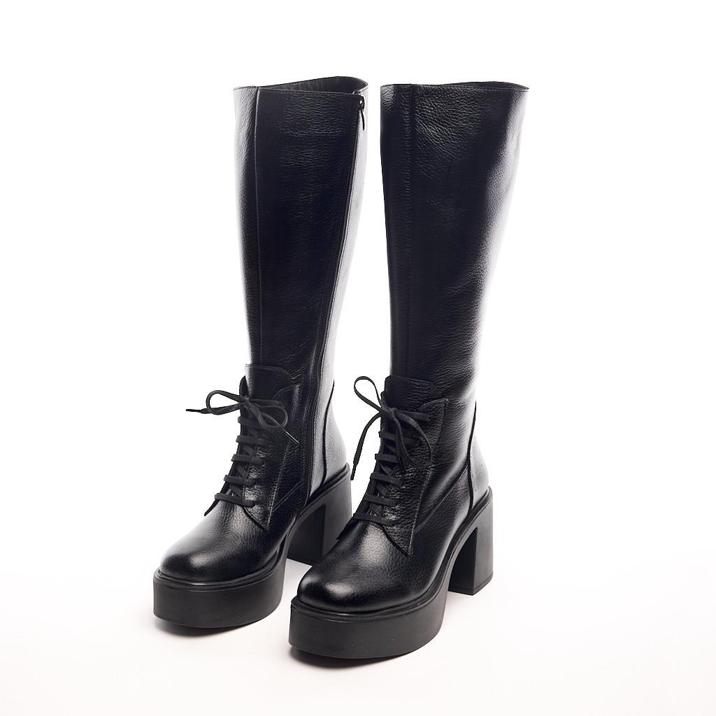 Genuine Leather Thick Heel Women's Boots