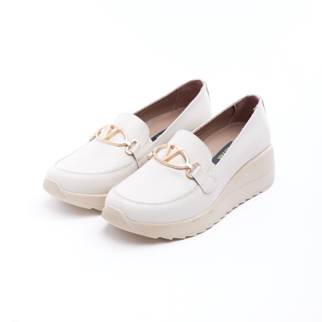 Genuine Leather Women's Casual Shoes with Buckle 