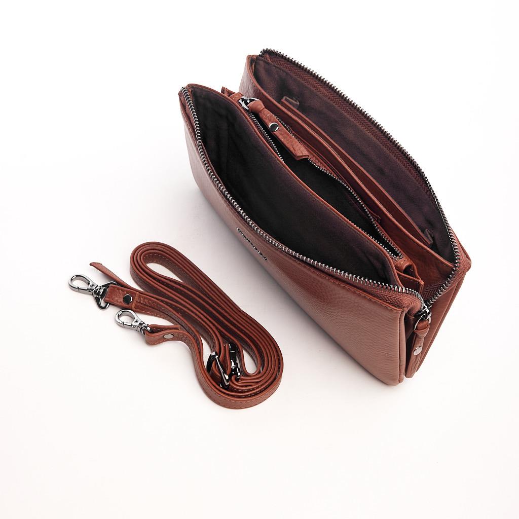 Genuine Leather Zippered Shoulder Bag for Women