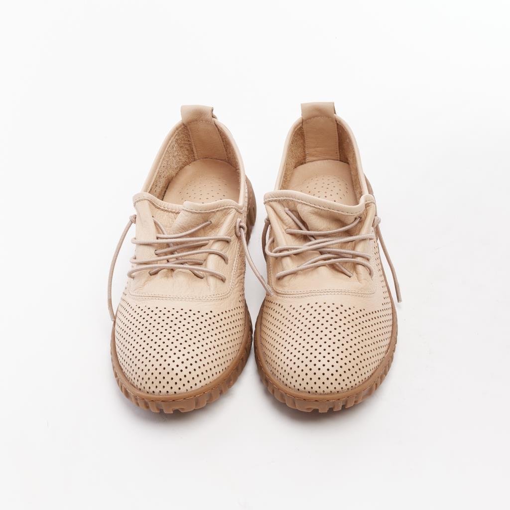 Genuine Soft Leather Lace-Up Women's Casual Shoes 