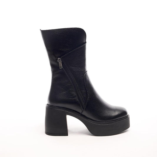 Genuine Leather Zippered Heeled Women's Boots