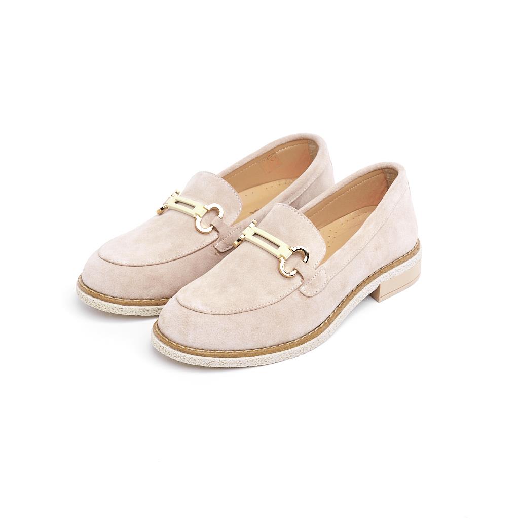 Genuine Leather Women's Casual Shoes with Buckle