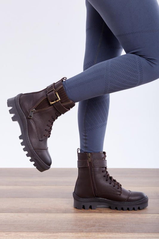 Genuine Leather Zipper Buckle Women's Boots